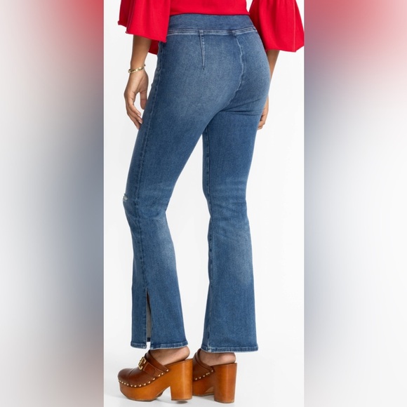 Johnny Was The Side Slit Pull On Kick Flare Jeans SZ L - Picture 2 of 11